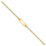 14k Polished Semi-Solid Chain/Solid Plate Figaro Link Oval 25x11.2mm Plate 7 inch ID Bracelet - Image 2