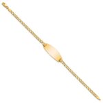 14k Polished Semi-Solid Chain/Solid Plate Curb Link Oval 25x11.5mm Plate 8 inch ID Bracelet - Image 2