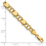 14k 6mm Solid Double Link with Hearts Charm Bracelet - Image 3