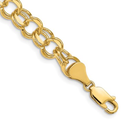 14k 8mm Solid Double Link Charm Bracelet