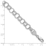 14k White Gold 7mm Solid Triple Link Charm Bracelet - Image 4