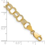 14k 7.5mm Solid Polished and Textured Triple Link Charm Bracelet - Image 3