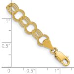 14k 6mm Solid Textured Triple Link Charm Bracelet - Image 3