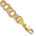 14k 7mm Solid Textured Triple Link Charm Bracelet