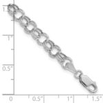 14k White Gold 6mm Hollow Double Link Charm Bracelet - Image 5