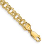 14k 5.5mm Diamond-cut Solid Heavy Double Link Charm Bracelet