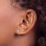 14k White Gold 1/4 carat Lab Grown Diamond VS+ F+ Round Complete Four Prong Heavyweight Stud Earrings - Image 3