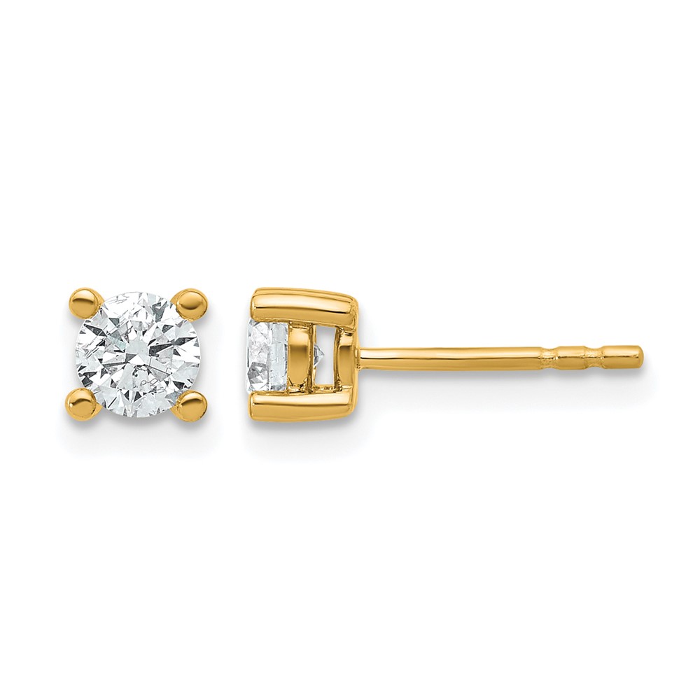 EM1006-066-YAA-1.jpg 14k 5/8 carat Certified Lab Grown Diamond VS/SI+ G+ Round Complete Four Prong Heavyweight Stud Earrings - Image 1