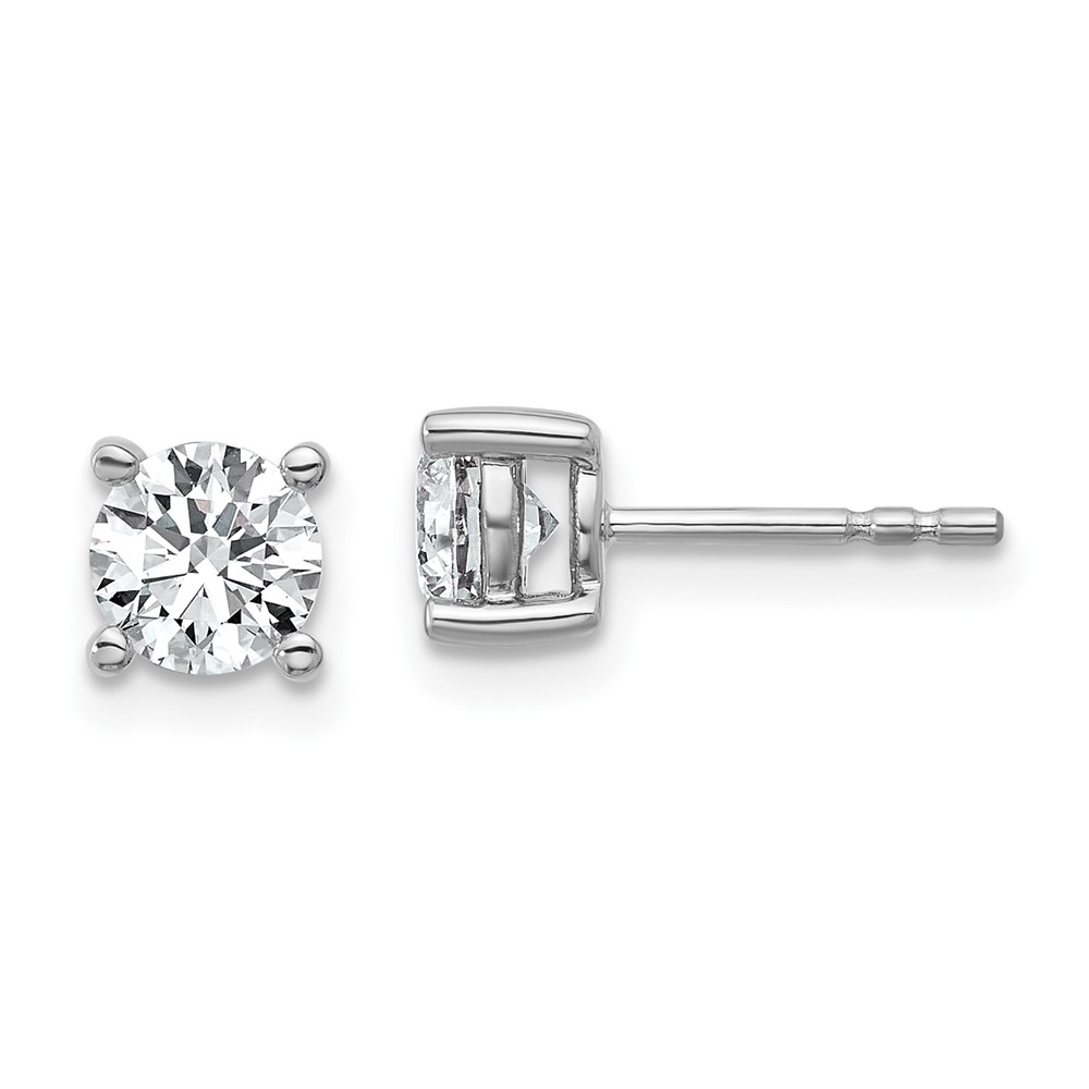 EM1006-100-PLAA.jpg Platinum 1 carat Certified Lab Grown Diamond VS+ F+ Round Complete Four Prong Stud Earrings - Image 1