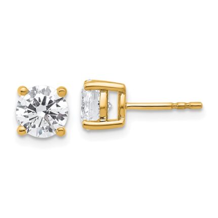 18k 2 carat Certified Lab Grown Diamond VS+ F+ Round Complete Four Prong Stud Earrings