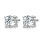 14k White Gold 3 carat Certified Lab Grown Diamond VS/SI+ G+ Round Complete Four Prong Screwback Heavyweight Stud Earrings - Image 2
