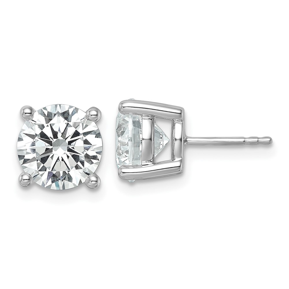 EM1006-600-8WAA.jpg 18k White Gold 6 carat Lab Grown Diamond VS+ F+ Round Complete Four Prong Stud Earrings - Image 1