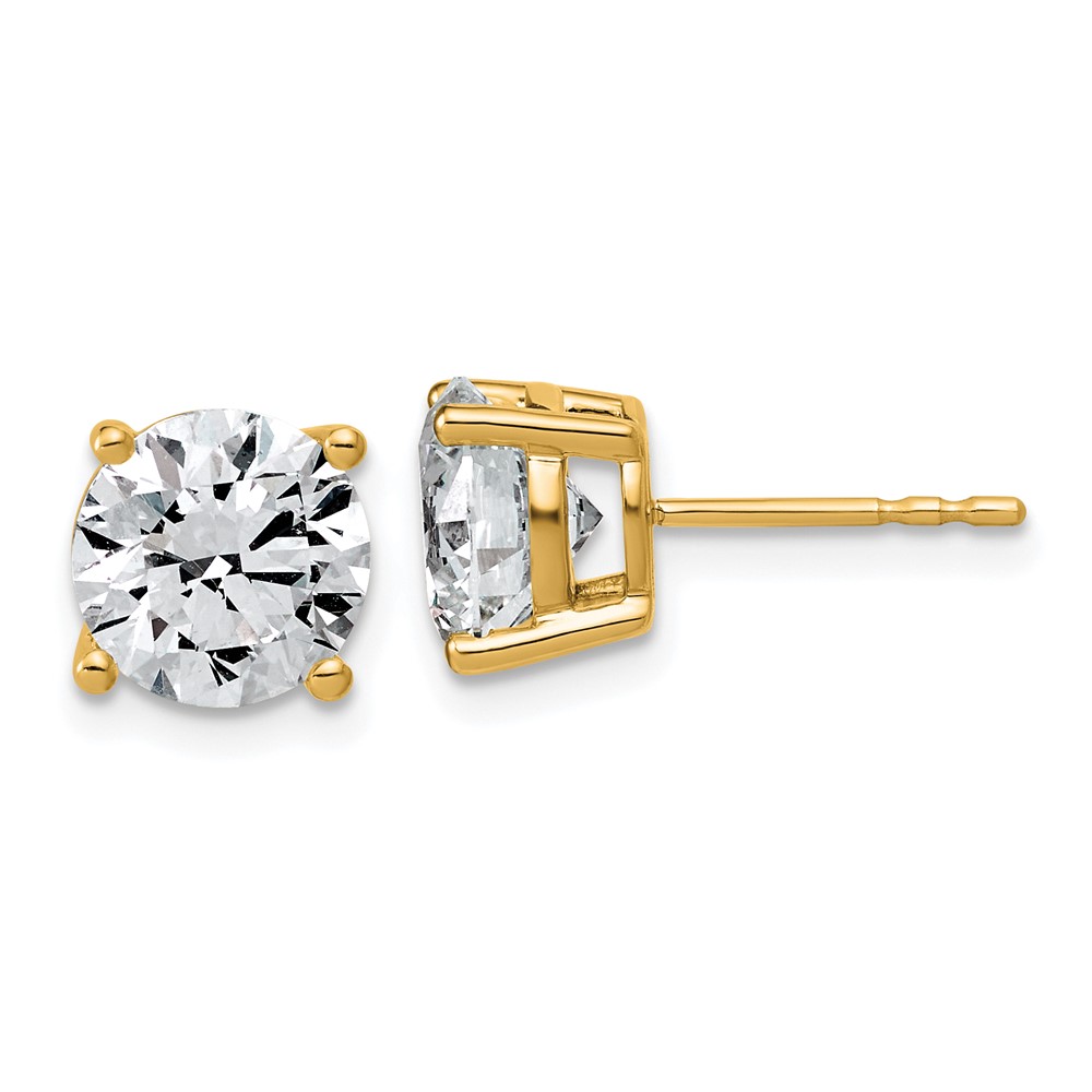 EM1006L-400-YAA.jpg 14k 4 carat Lab Grown Diamond VS+ F+ Round Complete Four Prong Lightweight Stud Earrings - Image 1