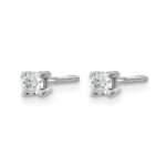 14k White Gold 1/5 carat Lab Grown Diamond VS/SI+ G+ Round Complete Four Prong Screwback Heavyweight Stud Earrings - Image 2