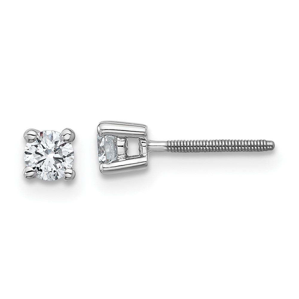 EM1006S-033-PLAA-1.jpg Platinum 1/3 carat Lab Grown Diamond VS+ F+ Round Complete Four Prong Screwback Stud Earrings - Image 1