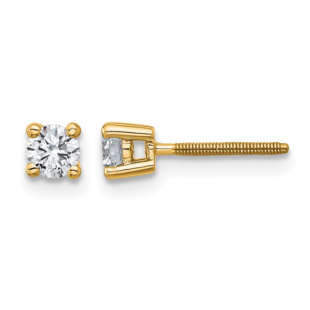 EM1006S-033-YAA-1.jpg 14k 1/3 carat Lab Grown Diamond VS+ F+ Round Complete Four Prong Screwback Heavyweight Stud Earrings - Image 1