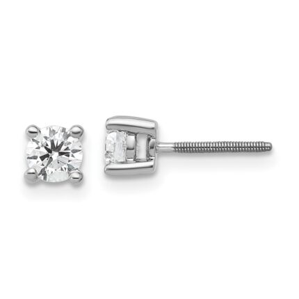 Platinum 1/2 carat Certified Lab Grown Diamond VS+ F+ Round Complete Four Prong Screwback Stud Earrings