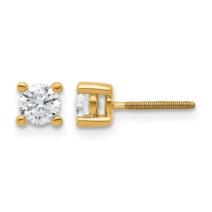 14k 5/8 carat Certified Lab Grown Diamond VS/SI+ G+ Round Complete Four Prong Screwback Heavyweight Stud Earrings