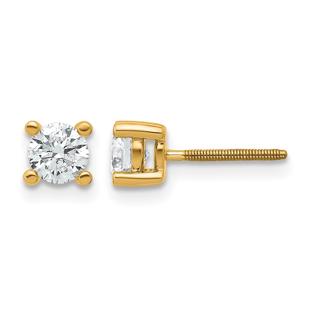 EM1006S-066-YAA-1.jpg 14k 5/8 carat Certified Lab Grown Diamond VS/SI+ G+ Round Complete Four Prong Screwback Heavyweight Stud Earrings - Image 1