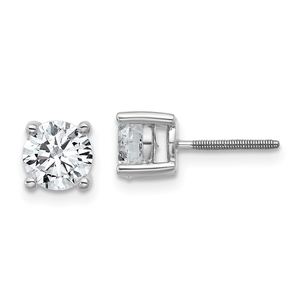 EM1006S-150-PLAA.jpg Platinum 1 1/2 carat Certified Lab Grown Diamond VS+ F+ Round Complete Four Prong Screwback Stud Earrings - Image 1