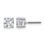 14k White Gold 1 1/2 carat Certified Lab Grown Diamond VS+ F+ Round Complete Four Prong Screwback Heavyweight Stud Earrings