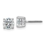 Platinum 4 carat Certified Lab Grown Diamond VS+ F+ Round Complete Four Prong Screwback Stud Earrings