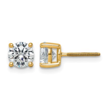 14k 6 carat Certified Lab Grown Diamond VS+ F+ Round Complete Four Prong Screwback Heavyweight Stud Earrings