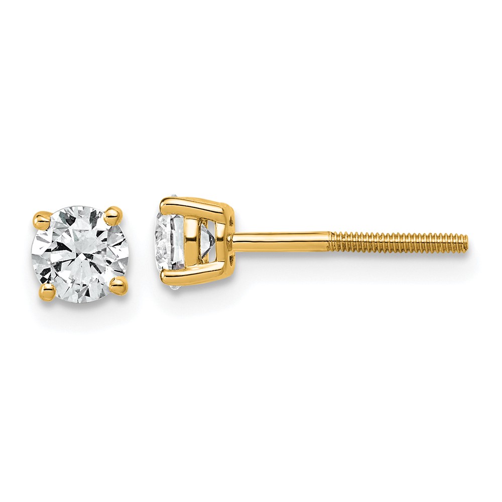 EM1006SL-075-YAA.jpg 14k 3/4 carat Lab Grown Diamond VS+ F+ Round Complete Four Prong Lightweight Screwback Stud Earrings - Image 1