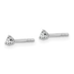 18k White Gold 1/10 carat Lab Grown Diamond VS+ F+ Round Complete Three Prong Stud Earrings - Image 2