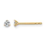 14k 1/10 carat Lab Grown Diamond VS+ F+ Round Complete Three Prong Stud Earrings