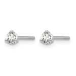 14k White Gold 1/5 carat Certified Lab Grown Diamond VS/SI+ G+ Round Complete Three Prong Stud Earrings - Image 2