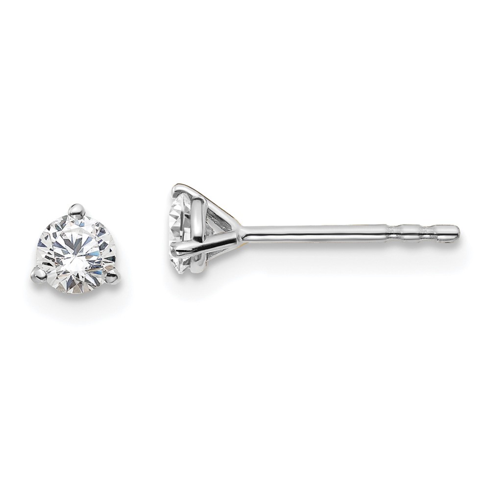 EM1007-033-PLAA-1.jpg Platinum 1/3 carat Lab Grown Diamond VS+ F+ Round Complete Three Prong Stud Earrings - Image 1