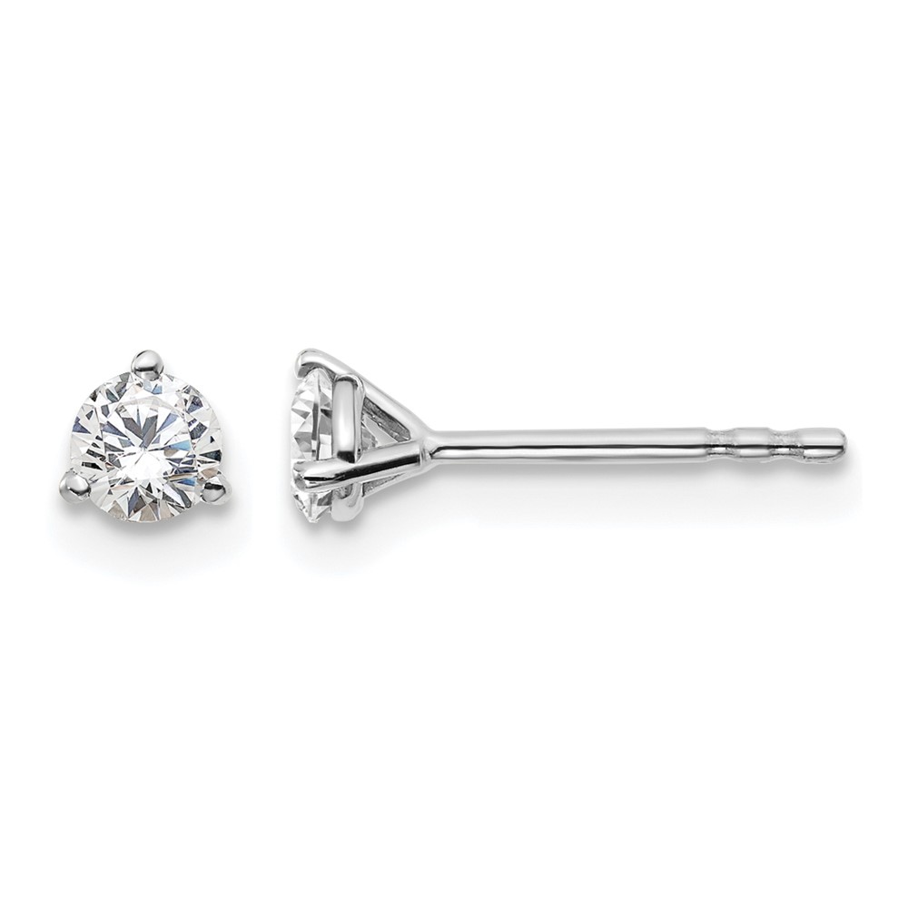 EM1007-033-WAA-5.jpg 14k White Gold 1/3 carat Lab Grown Diamond VS/SI+ G+ Round Complete Three Prong Stud Earrings - Image 1