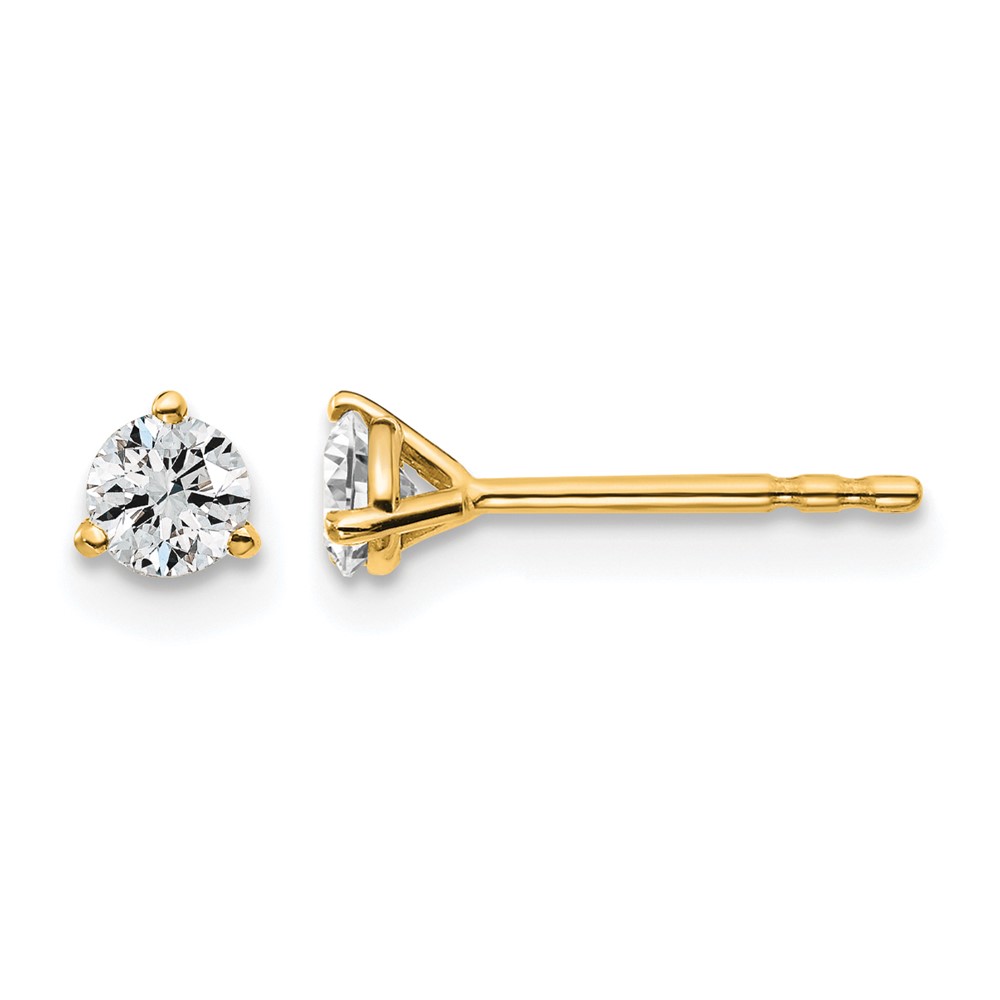 EM1007-033-YAA.jpg 14k 1/3 carat Lab Grown Diamond VS/SI+ G+ Round Complete Three Prong Stud Earrings - Image 1