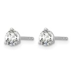 14k White Gold 1/2 carat Lab Grown Diamond VS+ F+ Round Complete Three Prong Stud Earrings - Image 2
