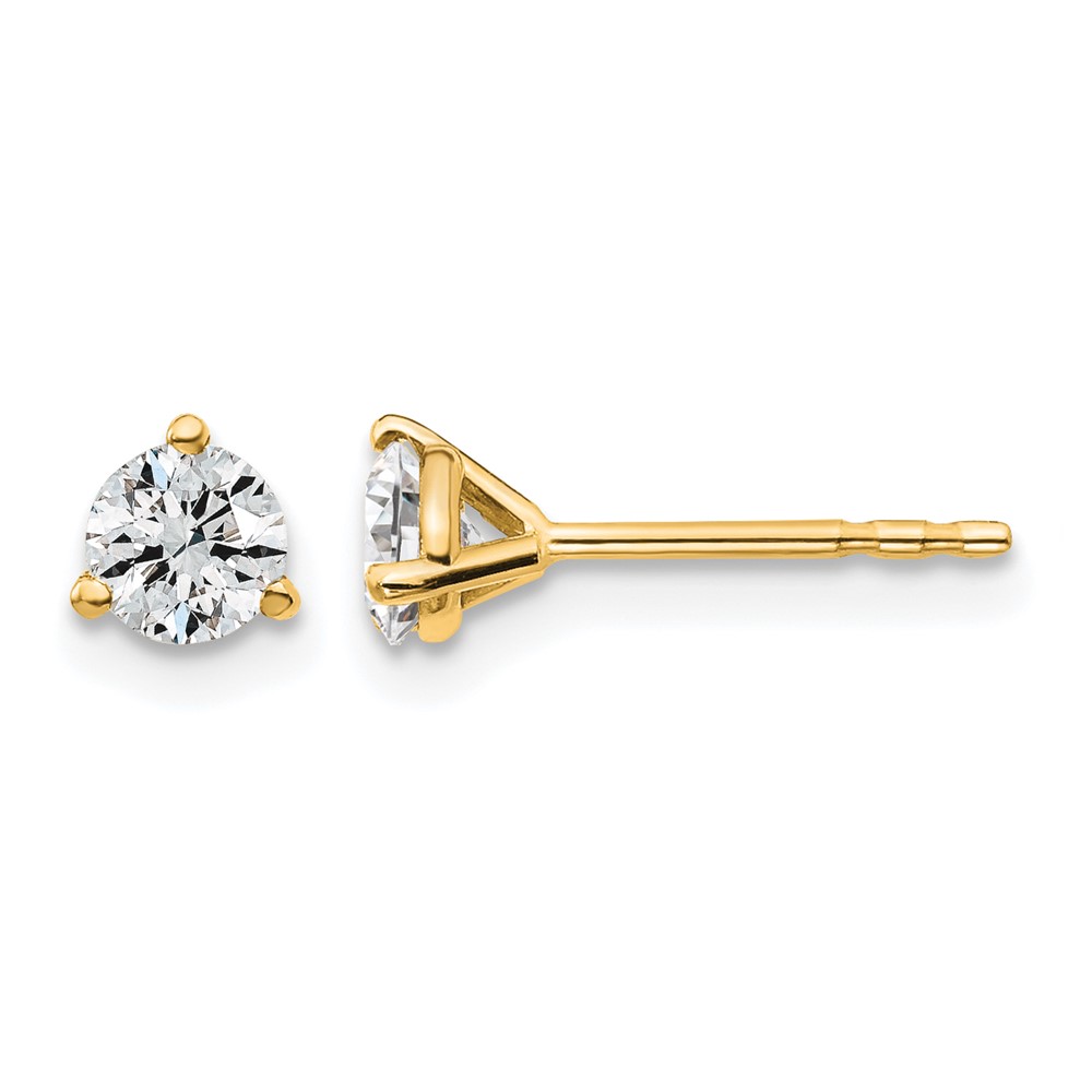 EM1007-050-YAA-1.jpg 14k 1/2 carat Lab Grown Diamond VS/SI+ G+ Round Complete Three Prong Stud Earrings - Image 1