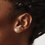 14k White Gold 5/8 carat Lab Grown Diamond VS/SI+ G+ Round Complete Three Prong Stud Earrings - Image 3