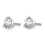 14k White Gold 3/4 carat Lab Grown Diamond VS+ F+ Round Complete Three Prong Stud Earrings - Image 2