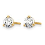 14k 3/4 carat Certified Lab Grown Diamond VS+ F+ Round Complete Three Prong Stud Earrings - Image 2