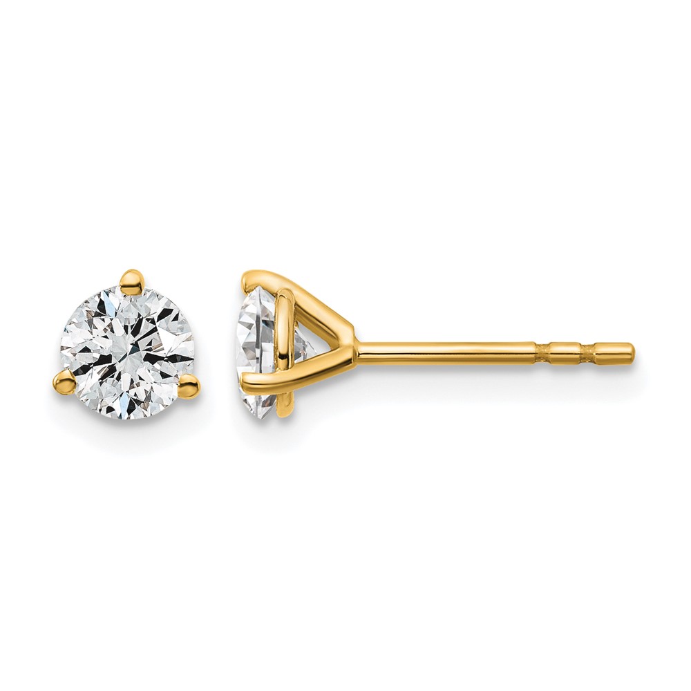 EM1007-075-YAA-5.jpg 14k 3/4 carat Lab Grown Diamond VS/SI+ G+ Round Complete Three Prong Stud Earrings - Image 1