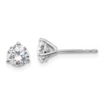 18k White Gold 1 carat Lab Grown Diamond VS+ F+ Round Complete Three Prong Stud Earrings