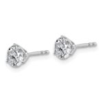 18k White Gold 1 carat Lab Grown Diamond VS+ F+ Round Complete Three Prong Stud Earrings - Image 2