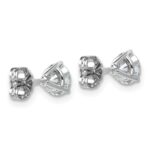 18k White Gold 1 carat Lab Grown Diamond VS+ F+ Round Complete Three Prong Stud Earrings - Image 3