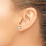 14k White Gold 1 carat Lab Grown Diamond VS+ F+ Round Complete Three Prong Stud Earrings - Image 3