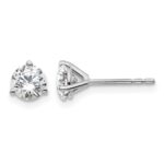 14k White Gold 1 carat Lab Grown Diamond VS+ F+ Round Complete Three Prong Stud Earrings