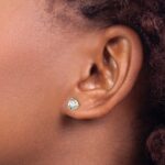 14k 1 carat Lab Grown Diamond VS/SI+ G+ Round Complete Three Prong Stud Earrings - Image 3