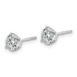 18k White Gold 1 1/2 carat Lab Grown Diamond VS+ F+ Round Complete Three Prong Stud Earrings - Image 2