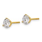 18k 1 1/2 carat Lab Grown Diamond VS+ F+ Round Complete Three Prong Stud Earrings - Image 2