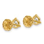 18k 1 1/2 carat Lab Grown Diamond VS+ F+ Round Complete Three Prong Stud Earrings - Image 3
