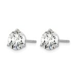 14k White Gold 1 1/2 carat Certified Lab Grown Diamond VS+ F+ Round Complete Three Prong Stud Earrings - Image 2